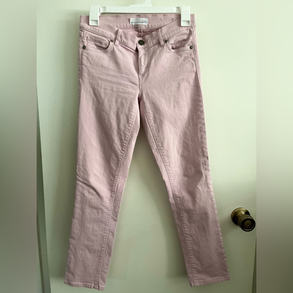 Ann Taylor Loft low rise light pick skinny cropped jeans size 24/00